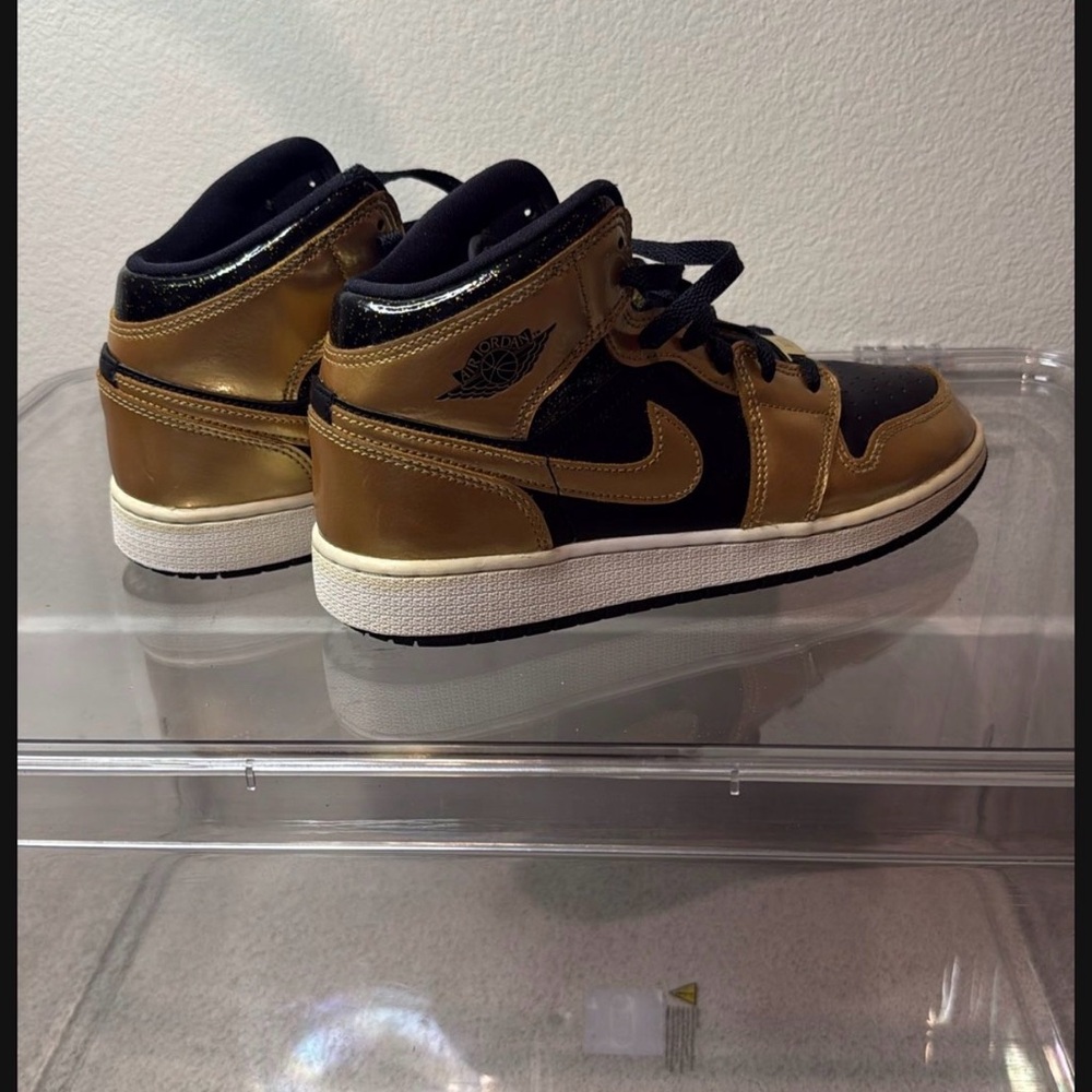 Youth Black and Gold High-Top Sneakers